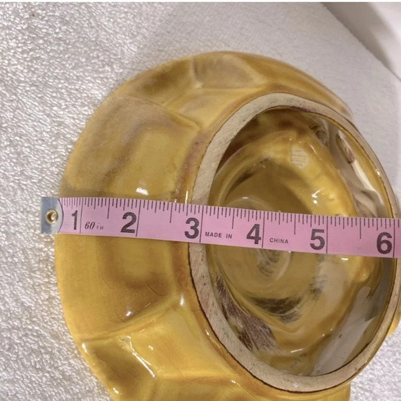 Vintage MCM Yellow  Pottery Ceramic Ashtray Trinket Dish - Picture 11 of 12